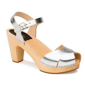 Swedish Hasbeens Metallic Silver Merci sandals